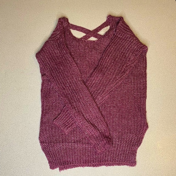 NWT Entro Magenta Scoop Neck Oversized Sweater - Size Small - Picture 3 of 6